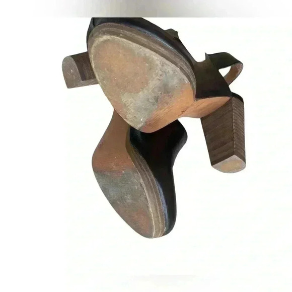 Madewell womens Edmund Saddle Black Leather Slingback Mule Stacked Heel sz 5.5 - Picture 4 of 7